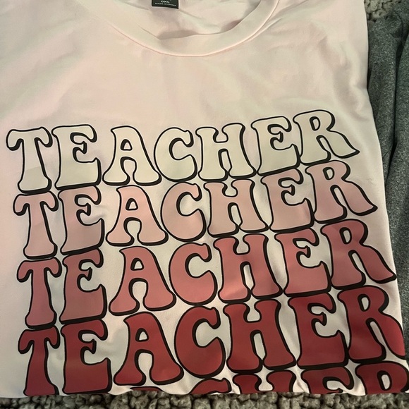 SHEIN Women’s Pink and Gray Teacher Graphic Tees - Picture 3 of 5